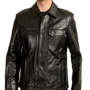 Scuderia Ferrari Men's Black "Livrea" Leather Driver Bomber Jacket US L IT 52